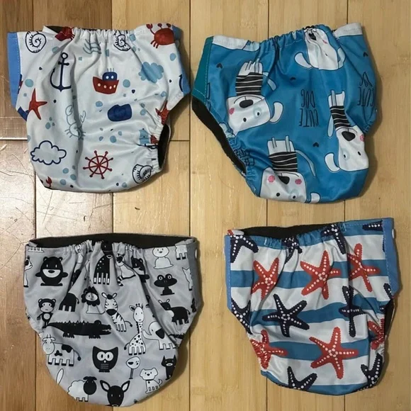 Kids Reusable Diaper Set - Blue, Gray, and Multicolor